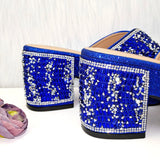 Nigeria Africa Fashion Blue High Heels Bag Set