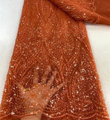 New Luxury Orange African Lace Fabric