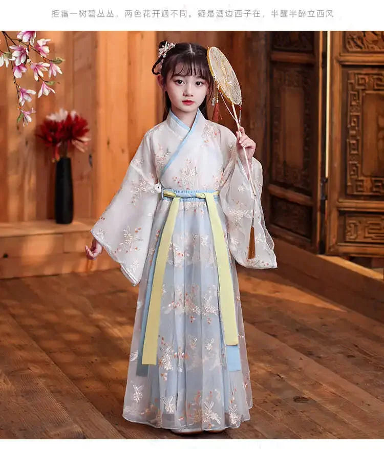 Children Kimono China Traditional Vintage Ethnic Antique Dress