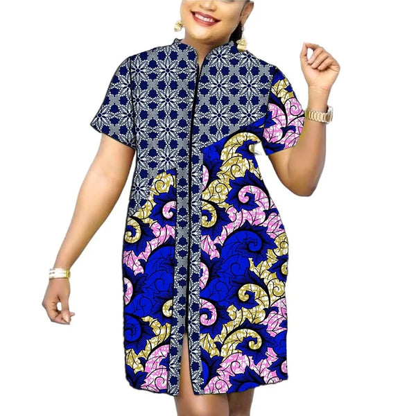 African Fashion Stand Collar Dress