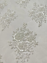 African Nigerian Embroidered Tulle Lace Fabric