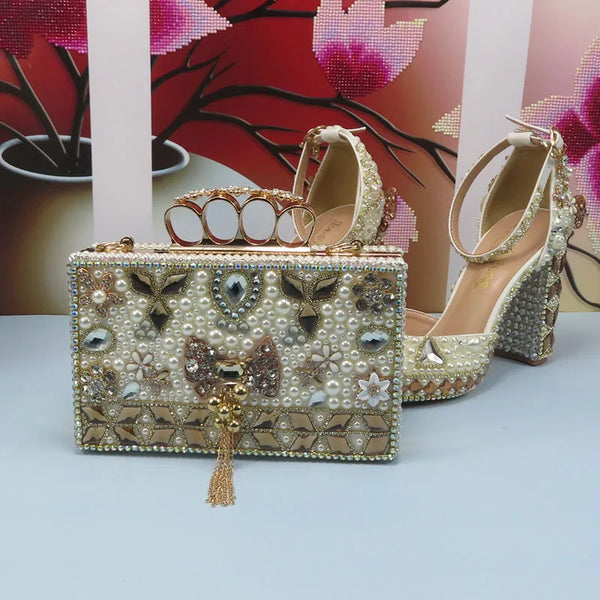 New Brand Luxury Crystal Bridal Wedding shoe and purse