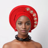 Women Aso Oke Fabric Muslim Headwear