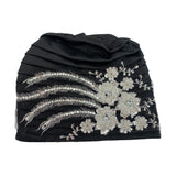 New Luxury Embroidery Beading Pleated Turban Cap