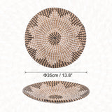 35Cm Hanging Woven Wall Basket Natural Rattan Wall Basket Decor Boho Farmhouse Rustic Decorative Table Settings for Living Room