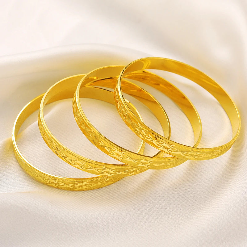 Women Ethiopian Jewelry Gold Color Bangles Bracelets