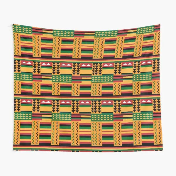 Kente African Tribal Textile Pattern  Tapestry Mat