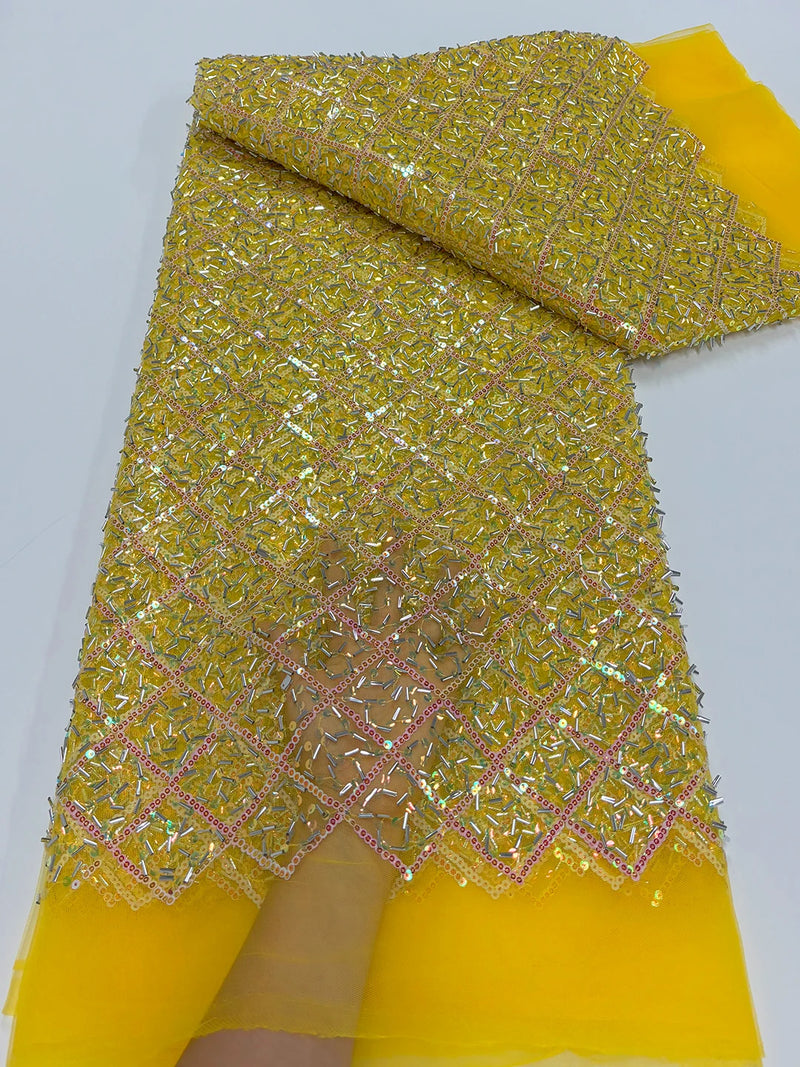 New Fashion Nigerian Mesh Sequins Lace Fabric