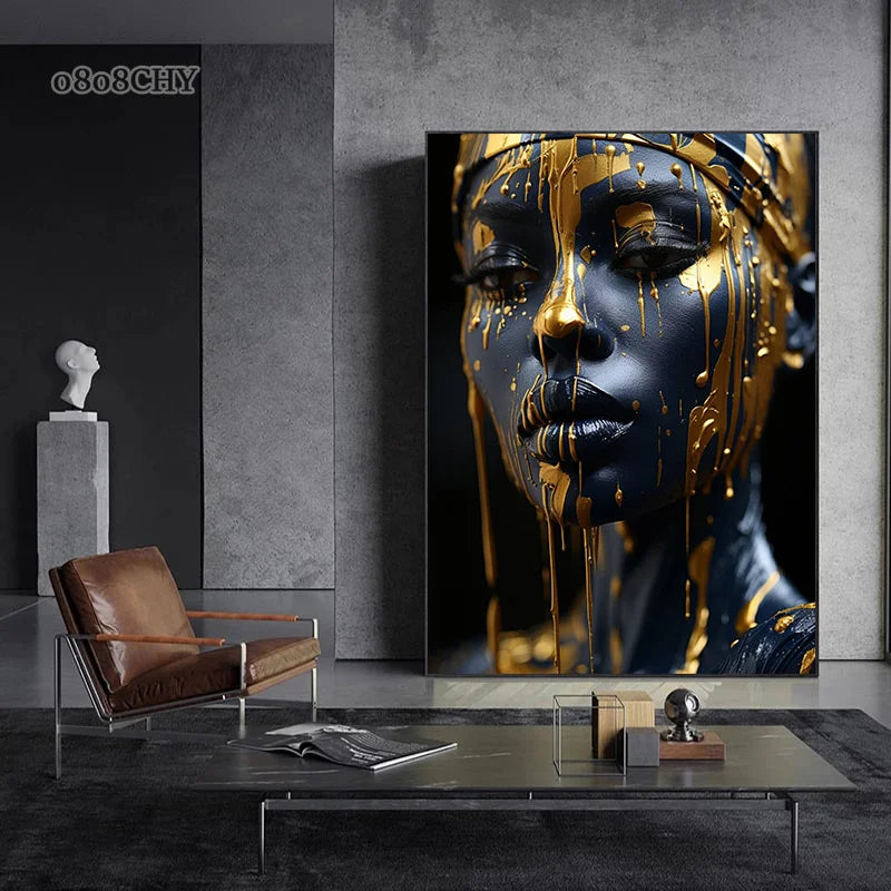 New Golden Radiant African Beauty Art Posters