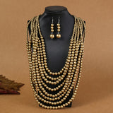 African Style Multi-Layer Wooden Bead Jewelry Set