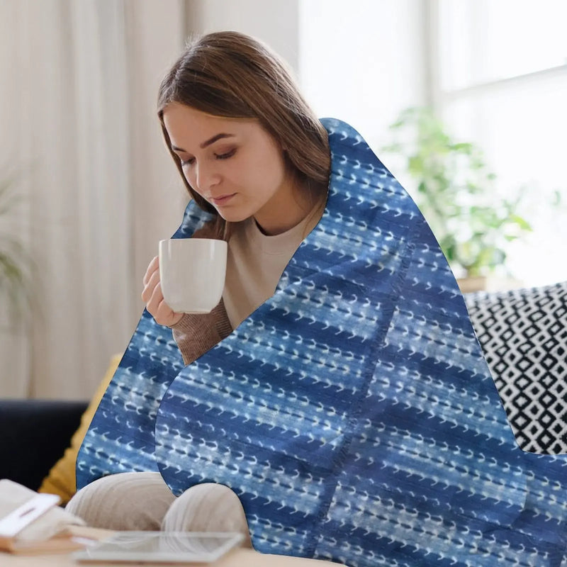 New Mud cloth Indigo 3 Throw Blanket decorative