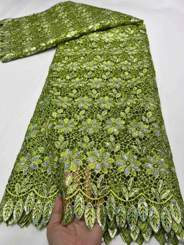 New tulle green Sequin African Lace Fabric