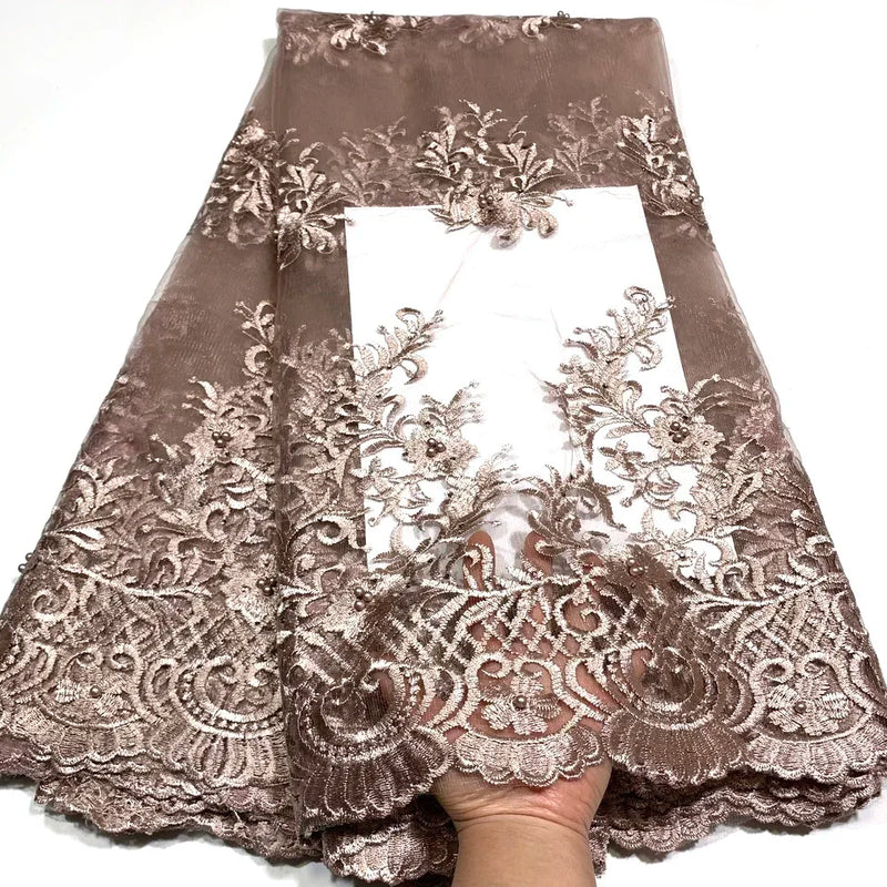 High Quality Lace Embroidery Beads French Nigerian Lace Fabric