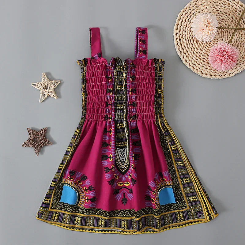 Summer Fashion Style African Children Polyester Printing Dress