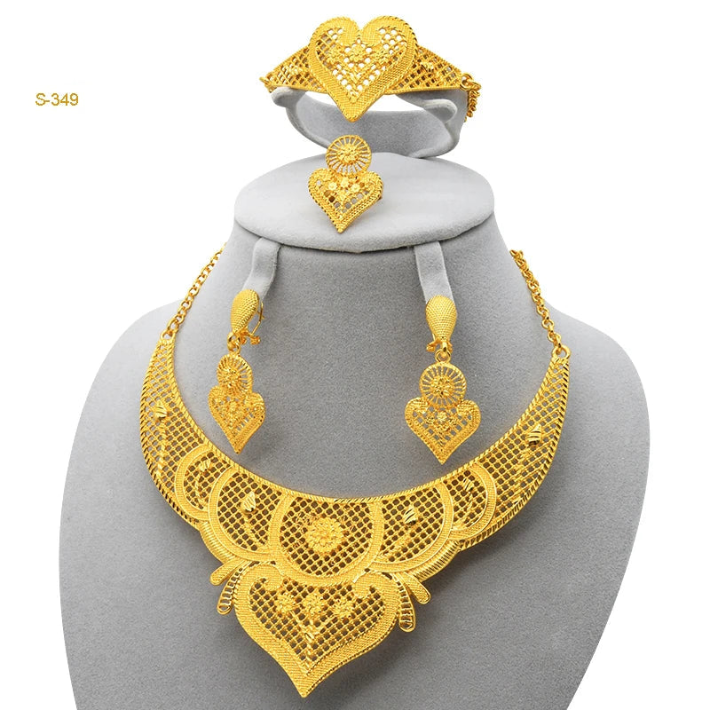 New France Luxury 24k Gold Color Jewelry Set