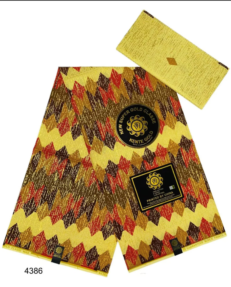 Ankara African kente gold Real Wax Fabric