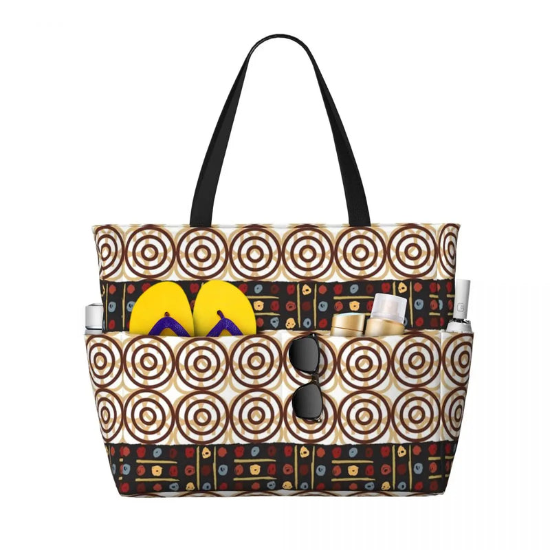 Women Large Capacity African Wax Design Gym Beach Travel Bags