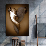 3D Effect Love Kissing Hugging Metal Statue Posters