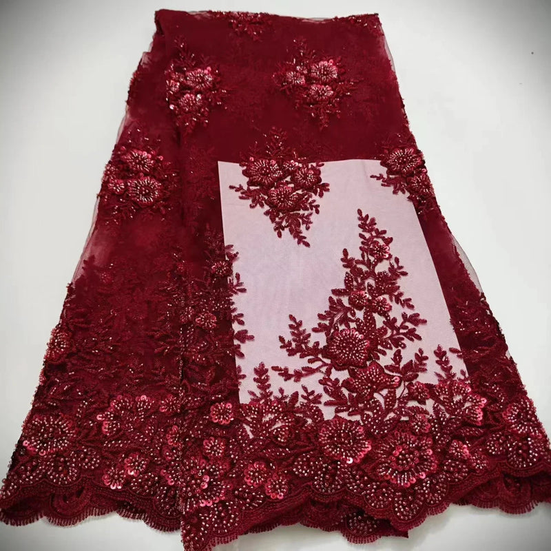 African Nigerian Embroidered Tulle Lace Fabric