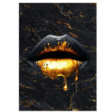 African Women Black and Gold Face Lip Wall Art Poster