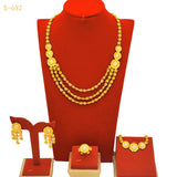 Africa Dubai Flowers Long Gold Plated Jewelry Sets