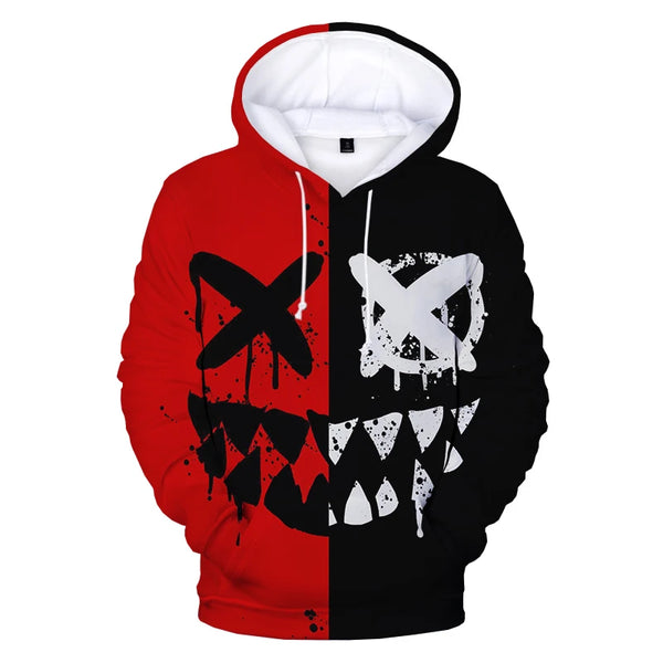 XOXO Pattern Trendy Devil Smiling Face 3D Printed Hoodie