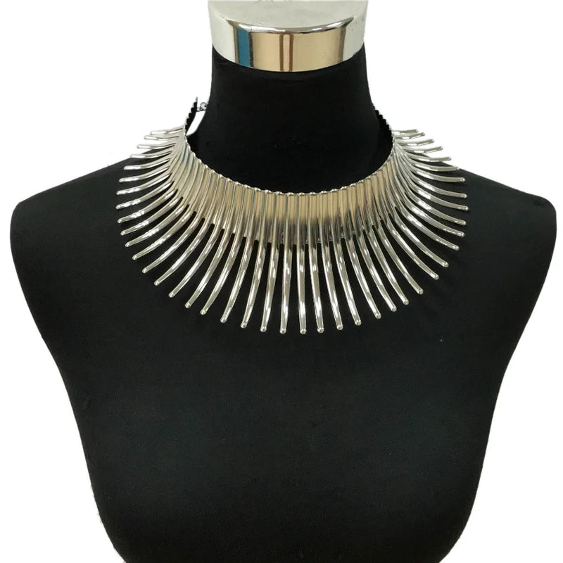 Women Statement Metal Geometric Collar Necklace Jewelry