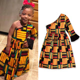 Autumn African Bohemian style off-the-shoulder one-sleeved dress