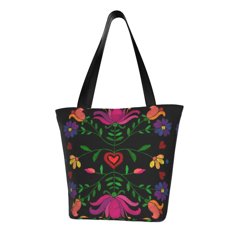 New Mexican Spanish Embroidery Flowers Tote Bags