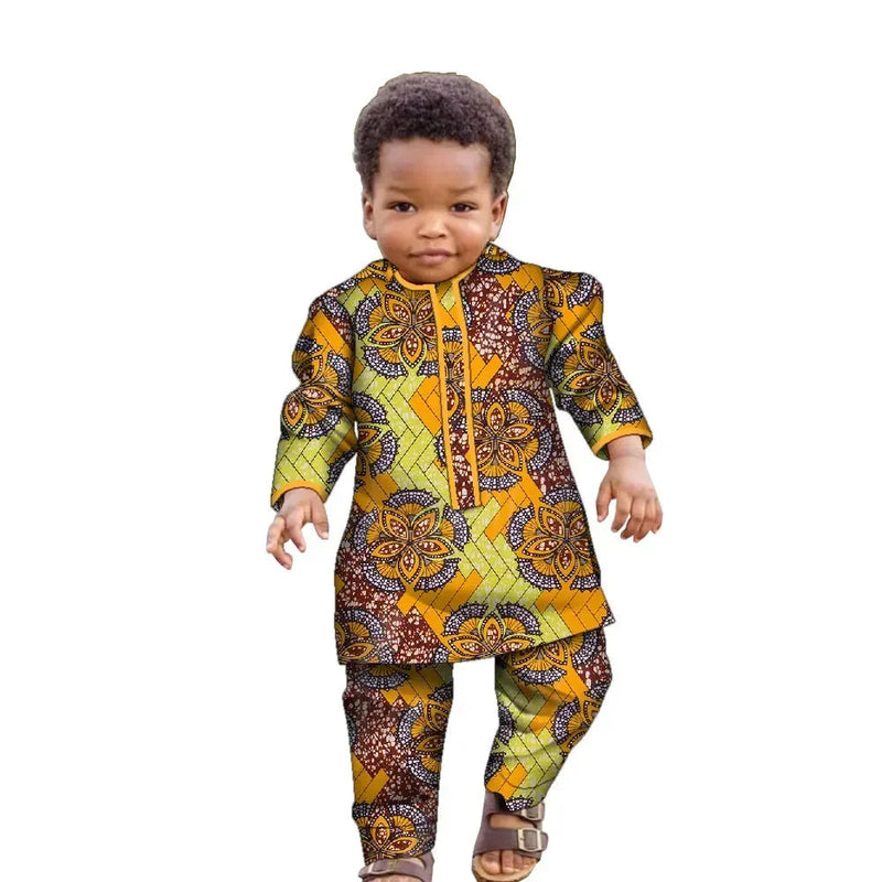 Ankara Fashion Floral Print Boy Suit 2 Pcs Set