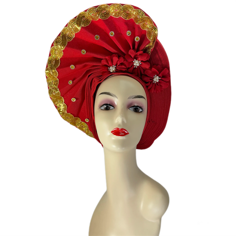 New High Quality 3D Nigerian Wedding Women Auto Gele Turban