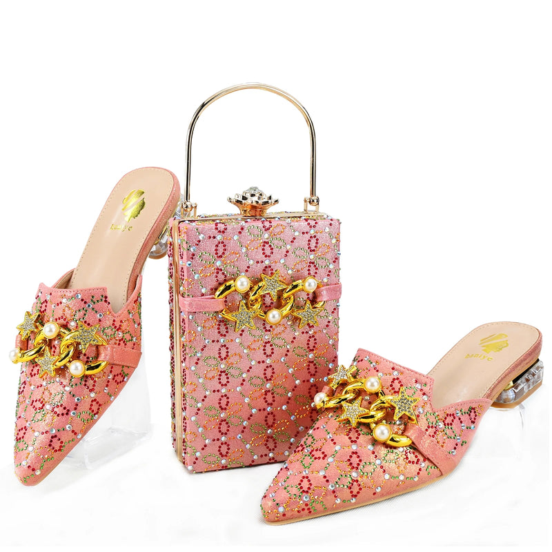 MEOD  Peach  Color Shoes and Bags Set