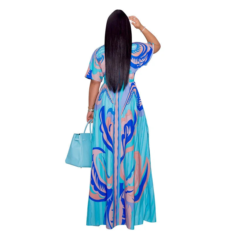 Women Half Sleeve Long Swing Dress