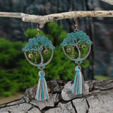 Women Bohemian Unique Leaf Tassel Round Water Drop Earring