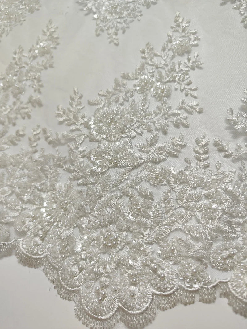 African Nigerian Embroidered Tulle Lace Fabric