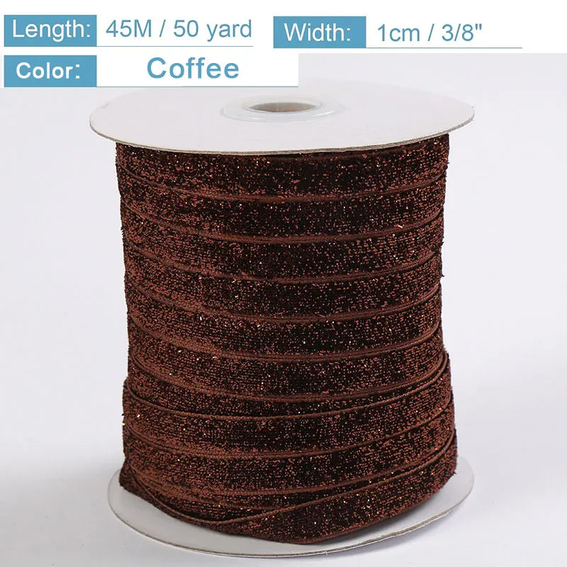 50Yards Metallic Glitter Velvet Ribbon