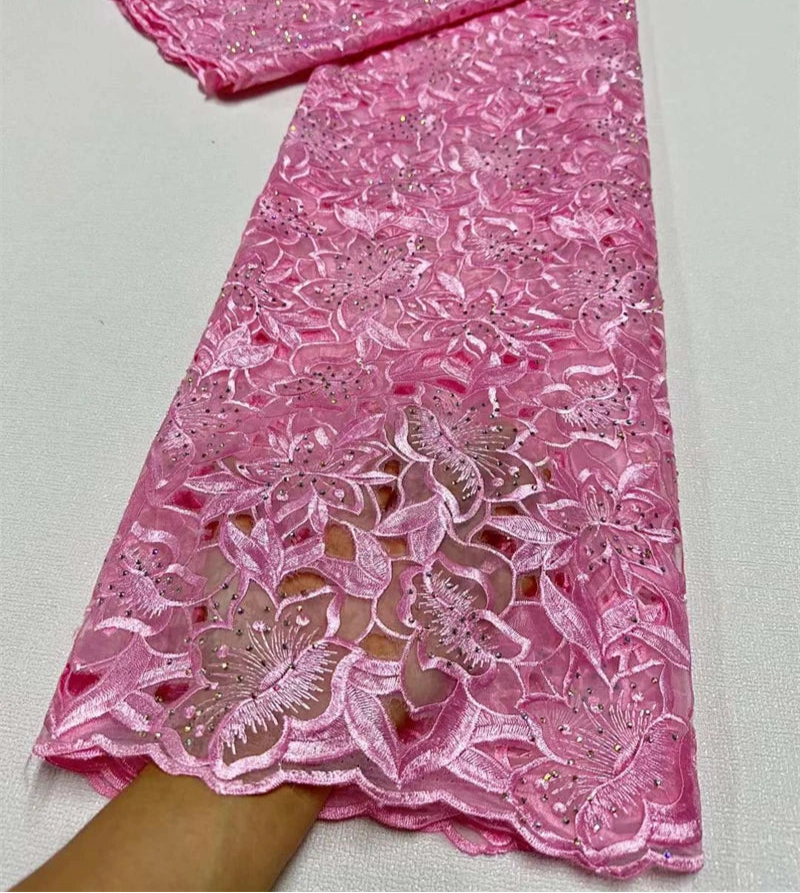 OIMG Latest African Milk Silk Cord Lace Fabric