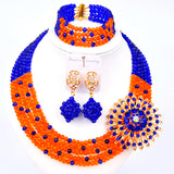 New Crystal Beaded Nigerian Wedding African Beads Jewelry Set