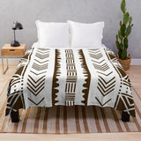 African White Mud Design Throw Blanket