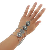 Tribal Ethnic Bohemian Vintage Metal Stone Coin Bracelet