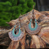 Women Bohemian Unique Leaf Tassel Round Water Drop Earring