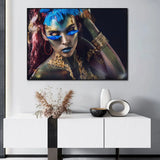 New Canvas Prints Blue Gold African Woman Posters