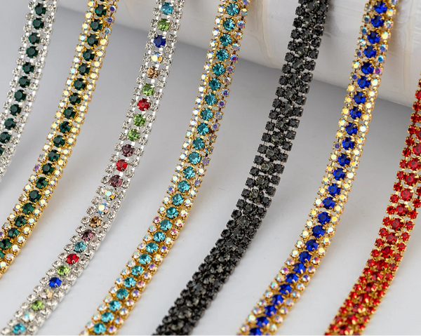 3 Rows Rhinestone Cup Chain