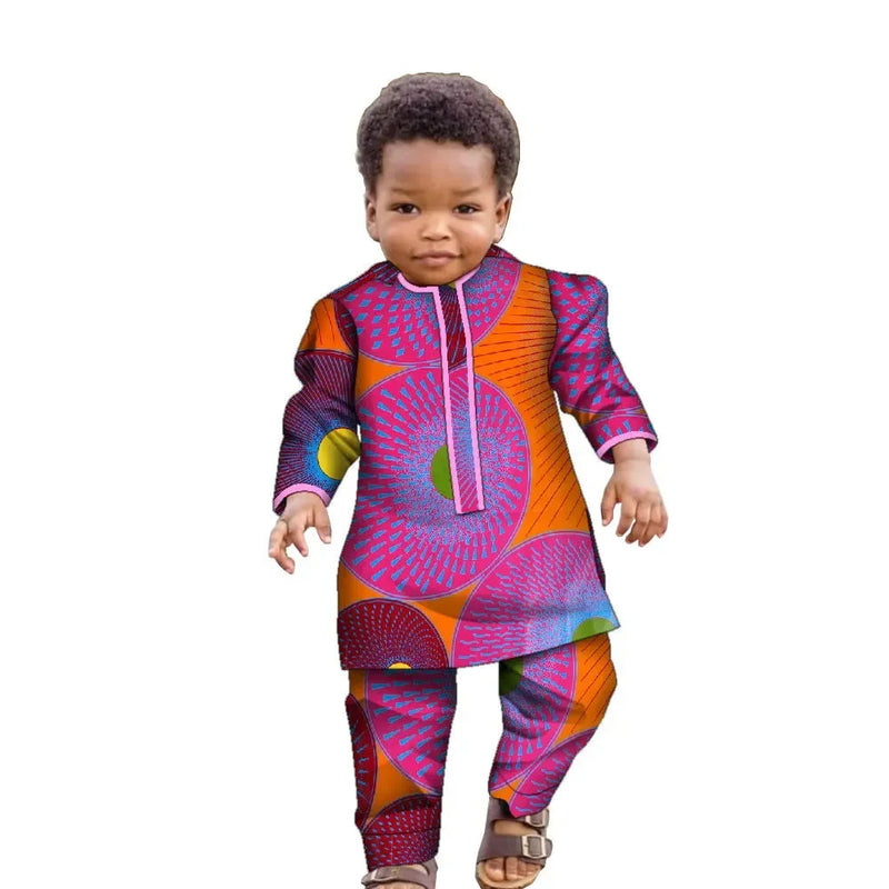 Ankara Fashion Floral Print Boy Suit 2 Pcs Set