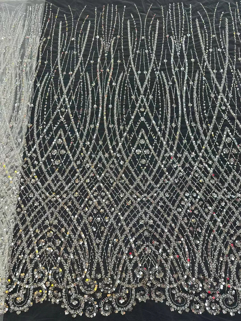 African Luxury Sequins Beautiful Beads Mesh Lace