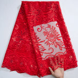 High quality Nigeria  Embroidery Tull Lace Fabric