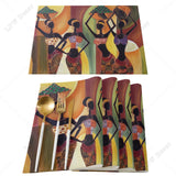 Ethnic African Women Printed Cotton Linen Table Napkin