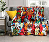 Cartoon Africa Ethiopian Custom Painting Art Soft Flannel Blanket