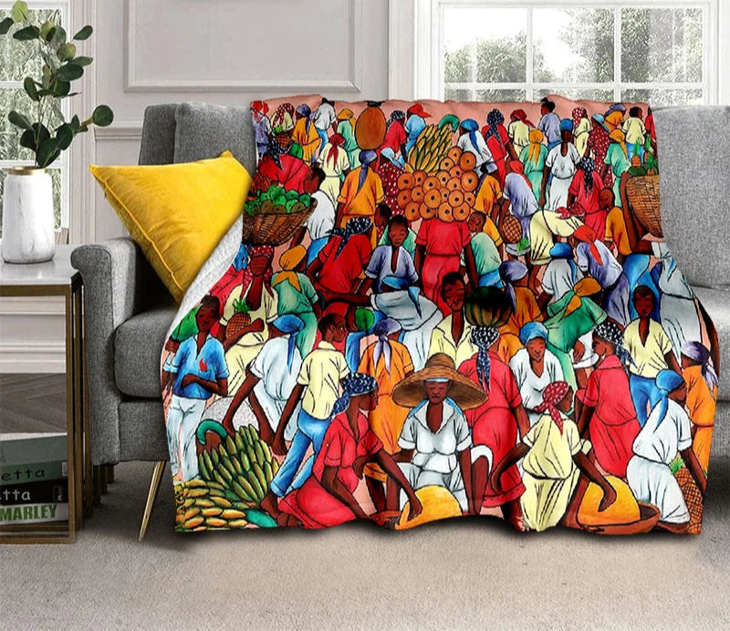 Cartoon Africa Ethiopian Custom Painting Art Soft Flannel Blanket