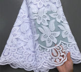 High Quality Nigerian White Mesh Embroidery Lace Fabric